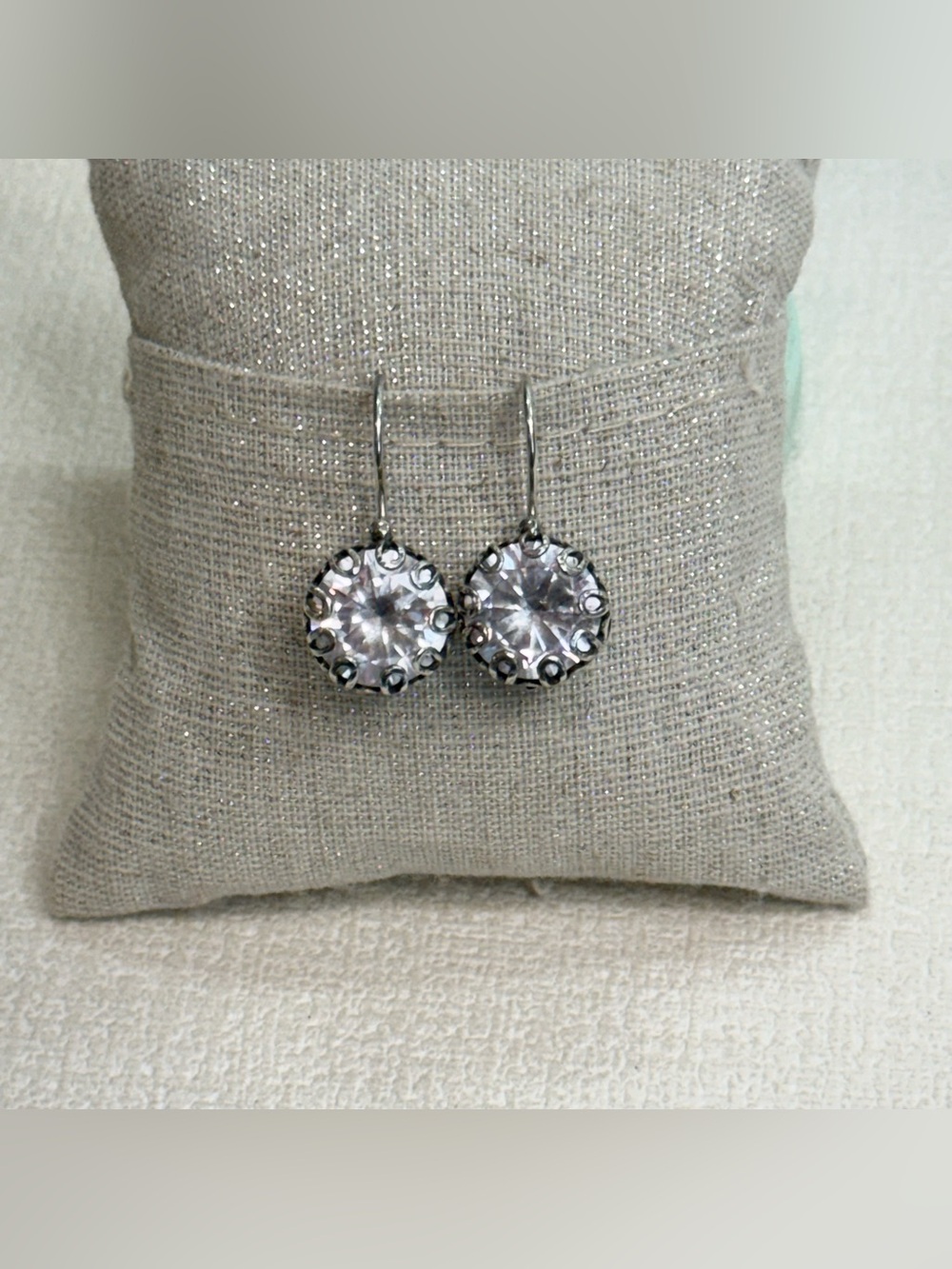 Sterling silver and clear glass kidney wire earrings